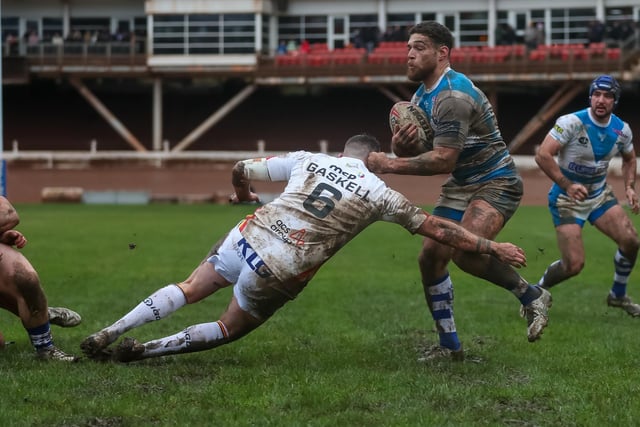 Action from the Christmas Eve clash between Bradford Bulls and Halifax Panthers at Odsal
