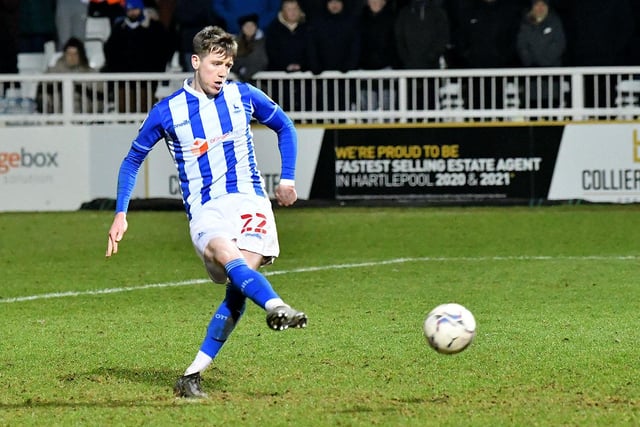 Crawford completes a midfield three for Pools this afternoon. Picture by FRANK REID