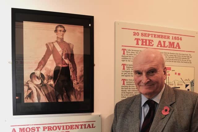 John Carr-Ellison, who who opened the new display and alongside a display board in the museum on his great-great-great grandfather Captain John Carr who served with the Regiment throughout the Crimean War
