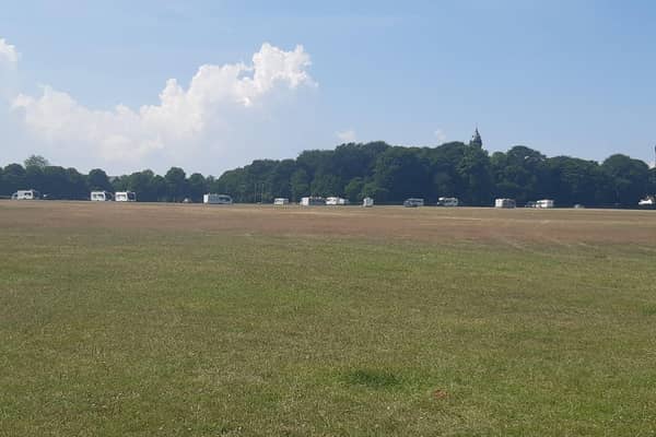 Travellers have set up came on Savile Park Moor in Halifax