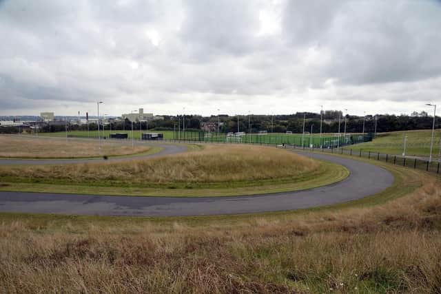 A view of cycle tracks and pitches at the new Wyke Sports Village complex