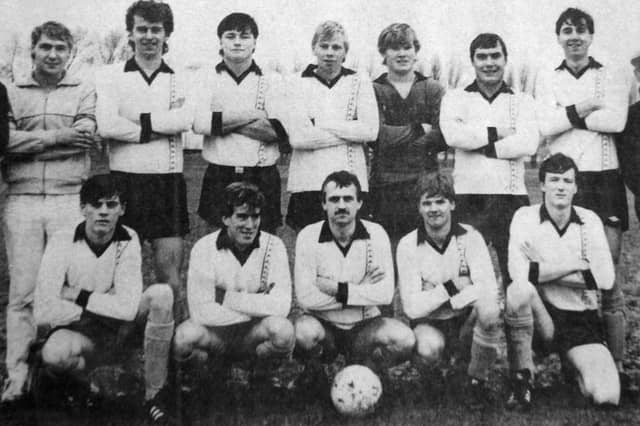 Ventora, 1985. Portsmouth & District League. Back (from left): Mark Bartlett, Len Newman, Gary Johnson, Paul Johnson, Peter White, Bobby Calvet, Paul Wilson. Front: Steve Cole, Derek Hansel, Alan McLetchie, Grant Bichard, Barry Aston