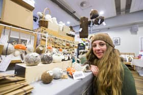 Hebden Makes Christmas at Hebden Town Hall. Sophie Heywood at her stall.