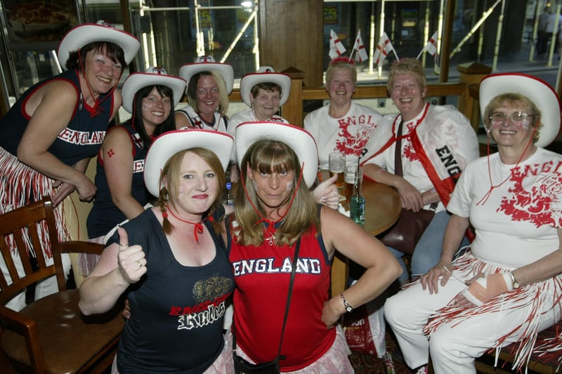 On the town for an England World Cup game. Pictured are Cheryl and Mandy's team