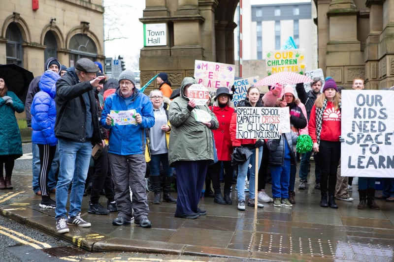 Parents gathered at Halifax Town Hall