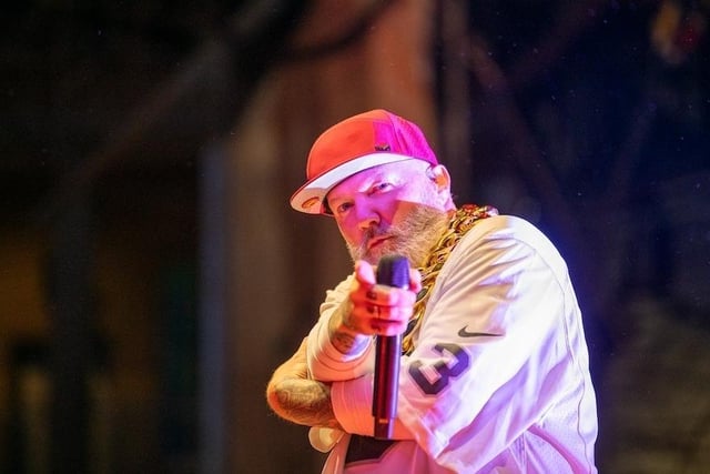 Limp Bizkit's lead singer Fred Durst on stage