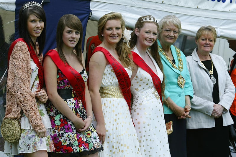 Halifax Gala - 2010. From the left, 2009 gala Queen Sophie Farrell with attendant Coral Mileham, 2010 attendant  Billie-Lou Lowson, 2010 gala queen Esther Myers, mayor Ann McAllister and mayoress Brenda Monteith