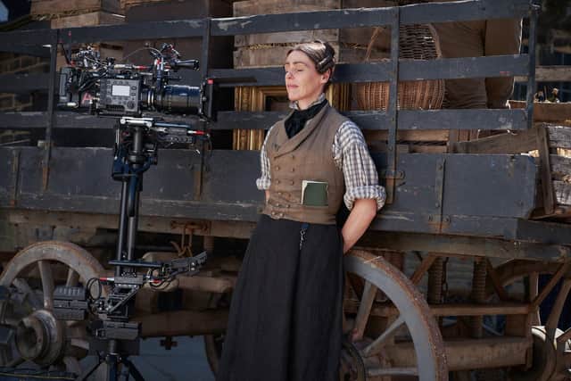 Suranne Jones during filming of Gentleman Jack. Photo: Lookout Point/HBO, Sam Taylor