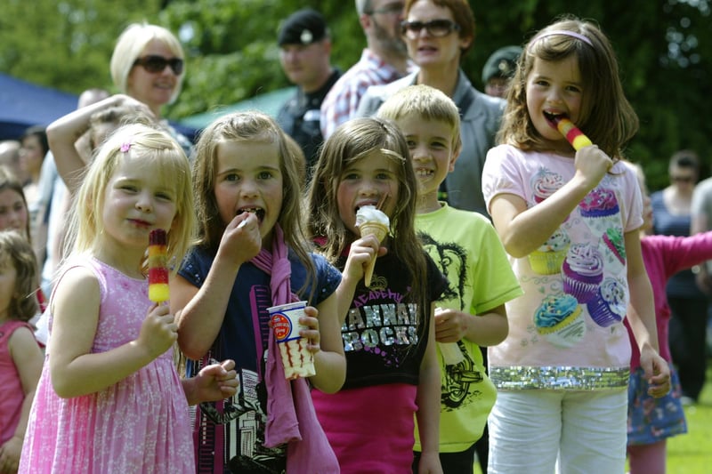 Halifax Gala 2010. Tucking in to ice-creams and lollies, from the left, Evie Harland, four, Maisie Rathmell, six, Hannah Rathmell, six, Sammy Rathmell, eight, and Eleanor Harland, seven