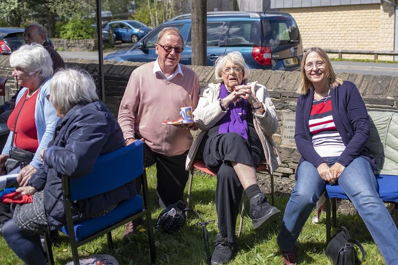 Guests at the Coronation Garden Party at St Michael's Church in Shelf