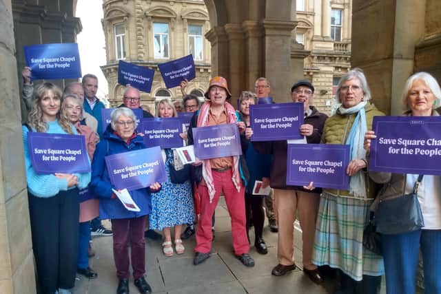 Save Square Chapel for the People campaigners lobby Calderdale councillors on their way into a meeting