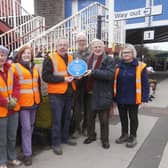 The Chairman and Vice Chairman of Brighouse Civic Trust are pictured with volunteers from the Friends of Brighouse Station and their Chairman, Paul Marshall at the presentation of a new blue plaque earlier this year.