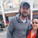Comedian Jack Whitehall pictured with Yorkshire Food Blogger of the Year, Shannon Palmer, at Westgate Arcade in Halifax