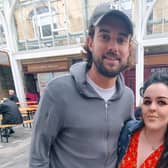 Comedian Jack Whitehall pictured with Yorkshire Food Blogger of the Year, Shannon Palmer, at Westgate Arcade in Halifax