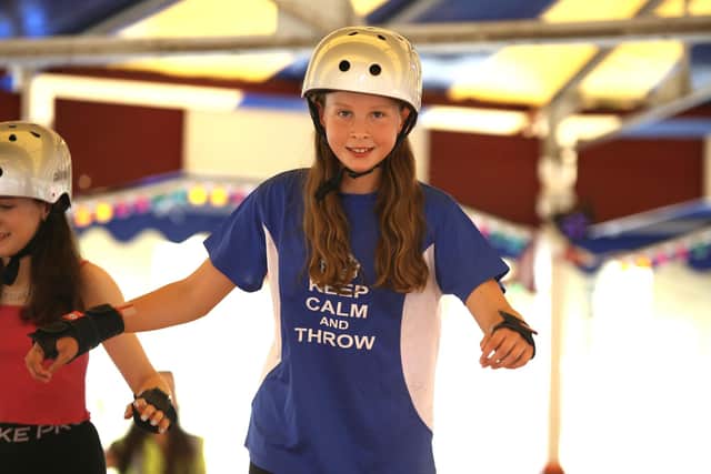 Becca Kingston enjoys the Roller Skating Rink erected at the Piece Hall.