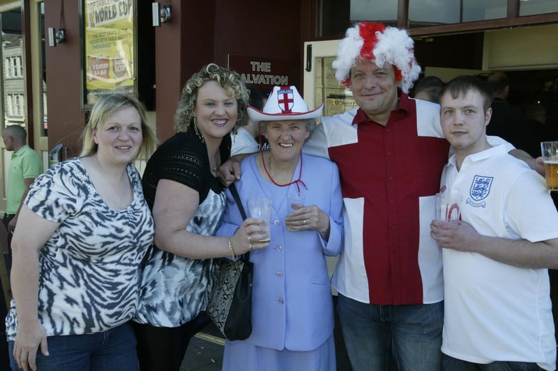 On the town for an England World Cup game. Pictured from left are Diane, Sandy, Alice, Steve and Michael