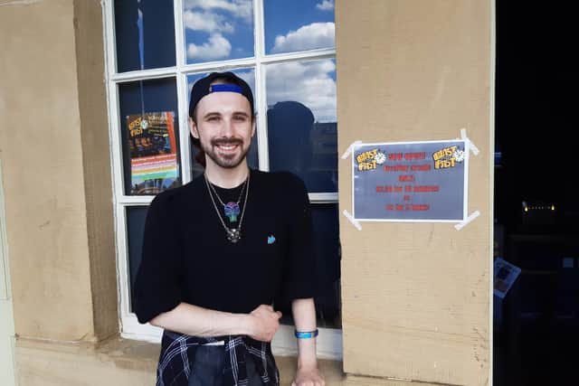 Ryan Pearson outside new arcade gaming space at The Piece Hall Blast From the Past