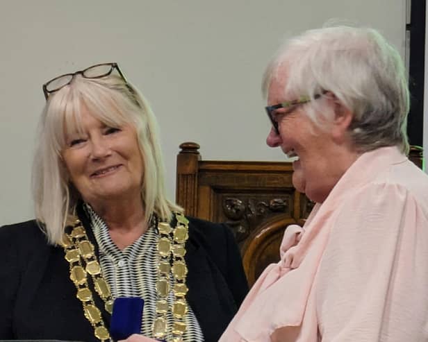 Incoming mayor Councillor Pat Fraser and outgoing mayor Councillor Bernice Hayes