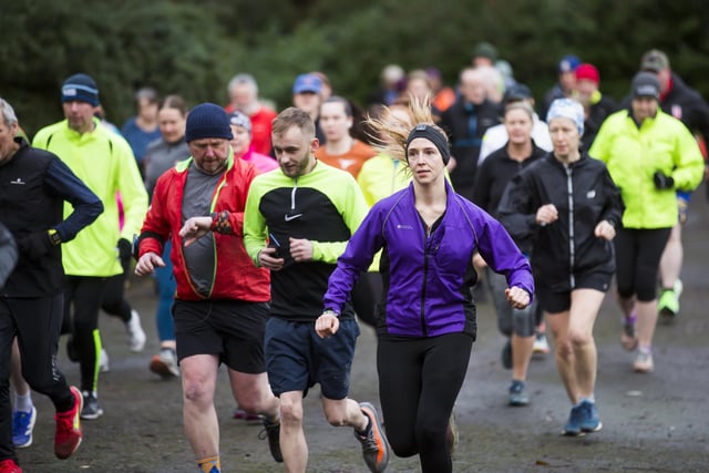 Action from Saturday's Halifax parkrun at Shroggs Park. Pic: Jim Fitton.
