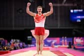 Halifax's Luke Whitehouse shows his delight with his his routine in the Men's Vault final on day five of the Commonwealth Games in Glasgow - but he had to settle for silver. Picture: Mattia Ozbot/Getty Images