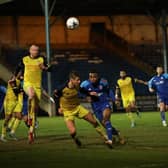 Action from Solihull's 3-1 win at The Shay in February