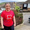 Michaela Flaherty in her British Heart Foundation top for the London Marathon