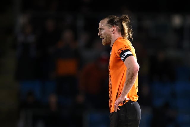 HALIFAX, ENGLAND - MARCH 20: Jamie Grimes of Chesterfield looks dejected during the Vanarama National League match between FC Halifax Town and Chesterfield at The Shay on March 20, 2024 in Halifax, England.  (Photo by George Wood/Getty Images)