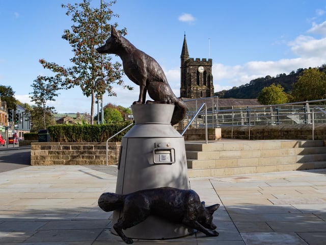 Statue which pays tribute to the poet Ted Hughes.