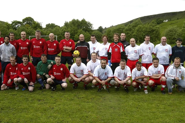 Soccer teams in the Friendship football match between staff from Weir Minerals, Todmorden, played at Bellholme Sports Ground, Walsden in 2007