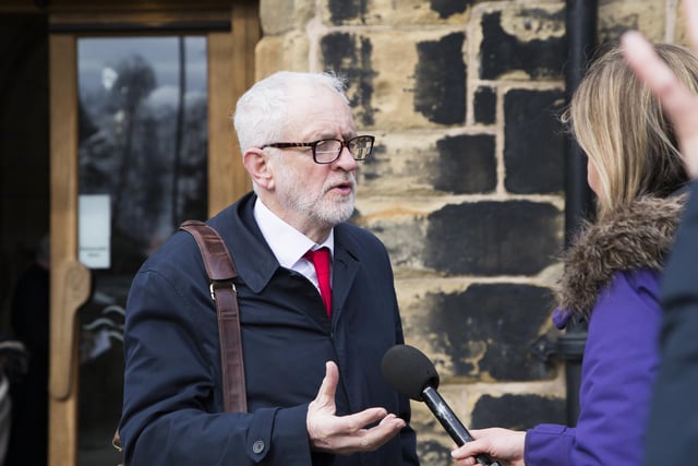 Former Labour leader Jeremy Corbyn speaking outside the Minster
