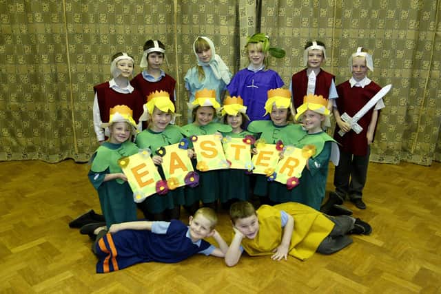 Children from Sacred Heart school, Sowerby Bridge in 2007 are pictured after their Easter play.