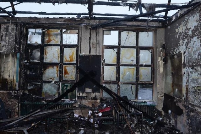 The damage left after the fire at Ash Green Primary School