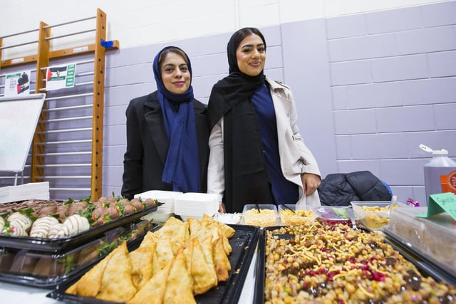 51st Pellon Scouts - Iftar Under the Stars at Halifax Academy. Misba Hussain, left, and Kiran Ali with their food stall.