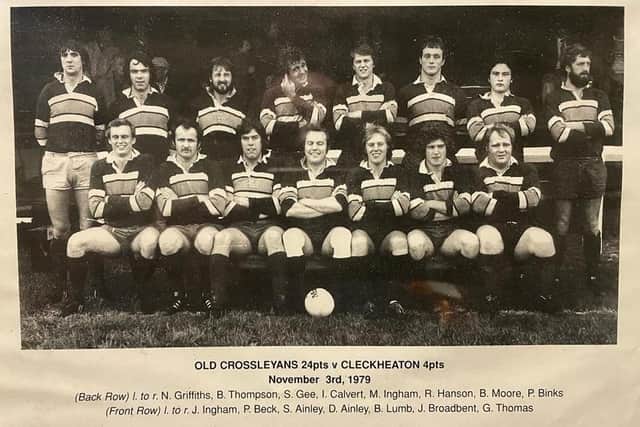 Old Crossleyans' 1979 squad, including former England and British Lions hooker Brian Moore, second from right, back row.