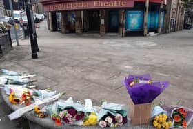 Flowers left at the scene in Halifax town centre