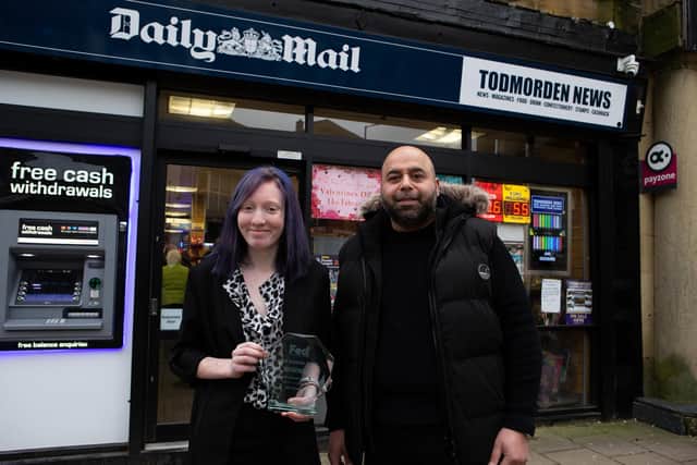 Todmorden teenager was recently named News Deliverer of the Year in a national competition. The winner is Ella Gregory, with Muntazir Dipoti at Todmorden News