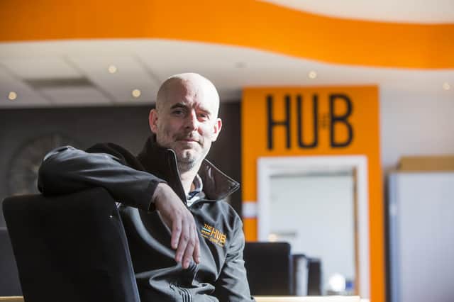 Owner Paul Holdsworth at The Hub cafe, Threeways Centre, Ovenden.