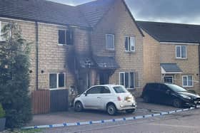 Police have taped off the houses hit by the fire in Regency Way in Ovenden last night
