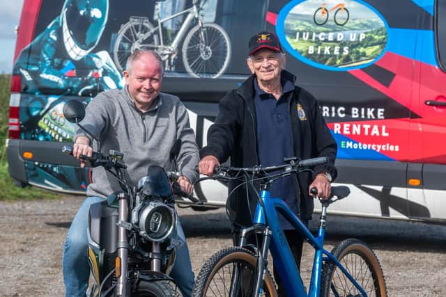 Carlton Smith, the new owner of Juiced Up Bikes, and Bart Spicer, Founder of Juiced Up Bikes.