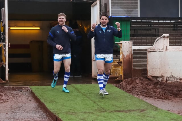 Fax players making their way onto the pitch ahead of the Christmas Eve clash with Bradford Bulls