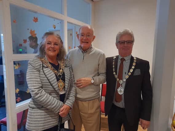 Mayor and Consort with Roy Sykes, a former member of Ebenezer who was first taken to the building when he was 5 years old.