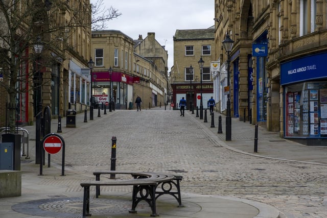 Woolshops in Halifax town centre on March 31 2020.