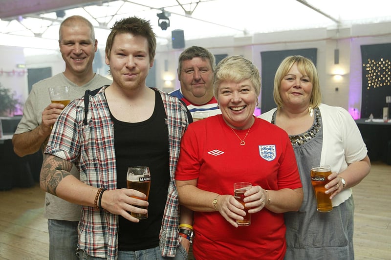 World Cup party at The Venue, Bowers Mill, Barkisland. From the left, Paul Townend, Mark Kershaw, Tim Kershaw, Julie Kershaw and Julie Townend