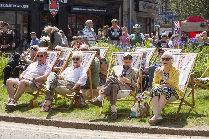 Enjoying  the deck chairs in Thornton Square.