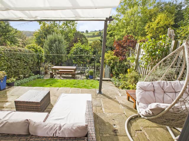 The stunning garden and backdrop to the terraced property.