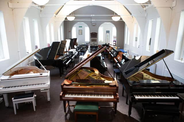 The new GSG Pianos showroom at the ‘Old Chapel’ in Holmfield, Halifax, is now home to a magnificent collection of pianos including around 15 grand pianos, 50 upright models and almost a dozen digital versions.