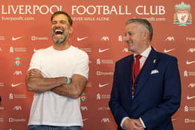 Sharing a joke with former Liverpool manager Jurgen Klopp