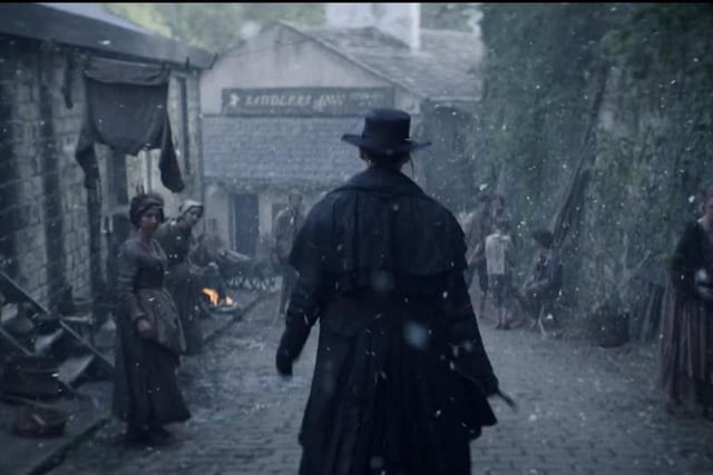 Suranne Jones as Anne Lister could be seen walking along the road down to the Shears Inn at Paris Gates in Halifax during one of the episodes.