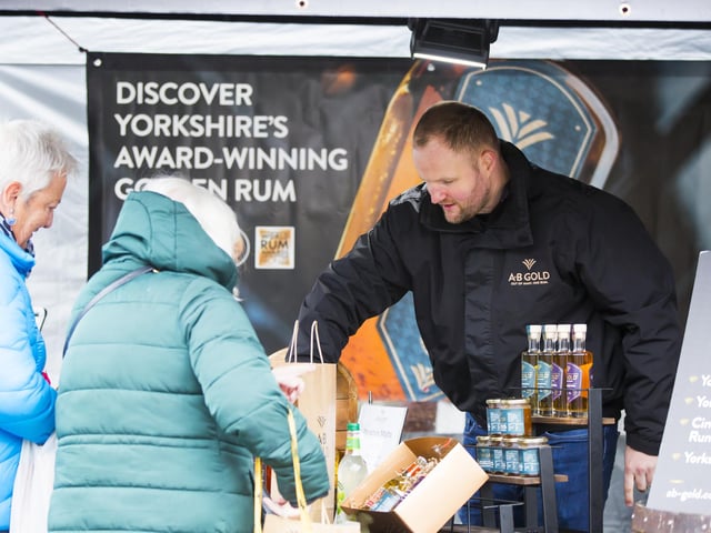 Alex on the AB Gold Yorkshire Golden Rum stall.