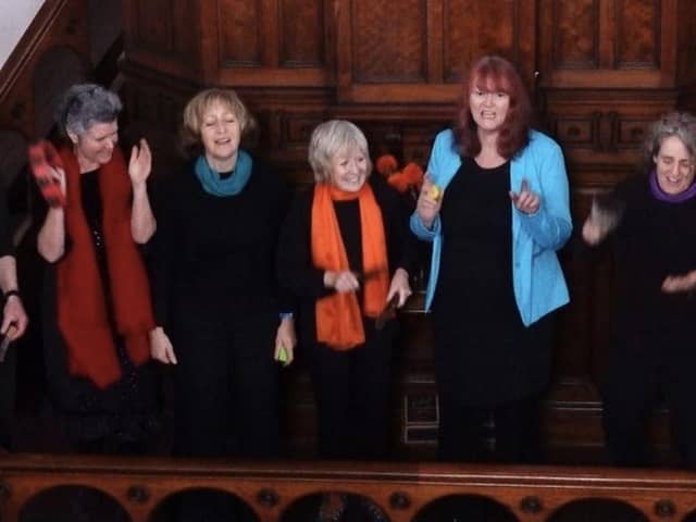 Waiting for Dawn, singing at their last charity fundraiser in Heptonstall’s Octangonal Church